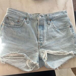 Levi's Light Blue Distressed Jean Shorts